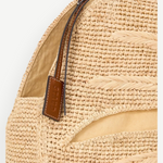 KABE SHOP INC large palm raffia bag with woven texture and brown leather strap detail for summer vacation style