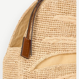 KABE SHOP INC large palm raffia bag with woven texture and brown leather strap detail for summer vacation style