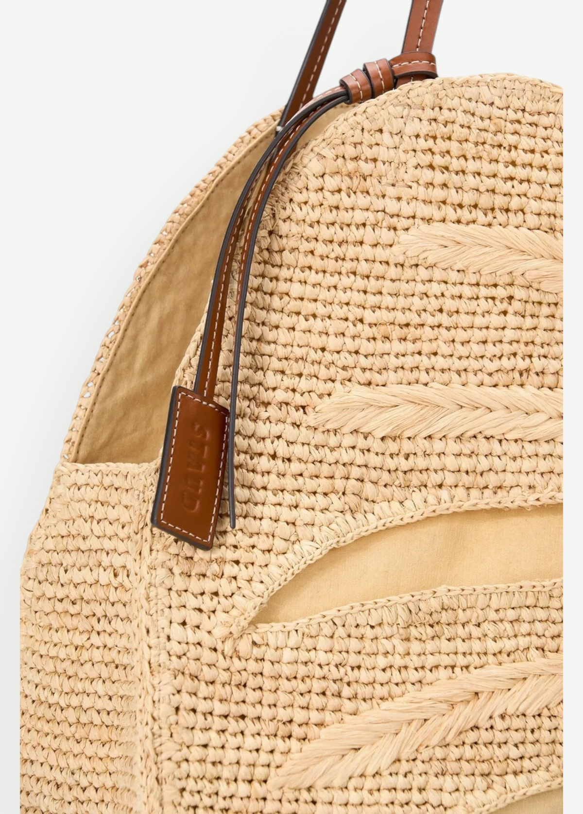 KABE SHOP INC large palm raffia bag with woven texture and brown leather strap detail for summer vacation style