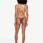 KABE SHOP INC Equator triangle bikini top in leopard print with adjustable straps, shown from the back view.