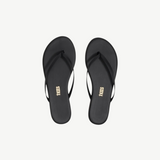 KABE SHOP INC Lily Liners minimalist black leather flip flops with cushioned insoles and slim straps
