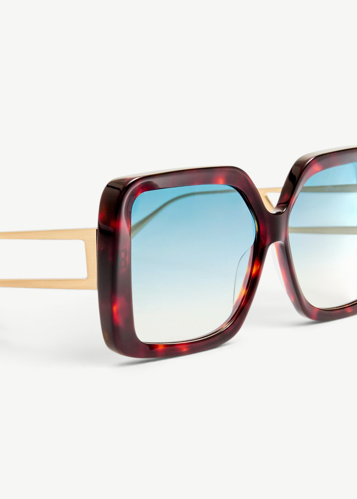 KABE SHOP INC Macy oversized sunglasses with wine acetate rims, gold-plated titanium temples, and blue gradient lenses