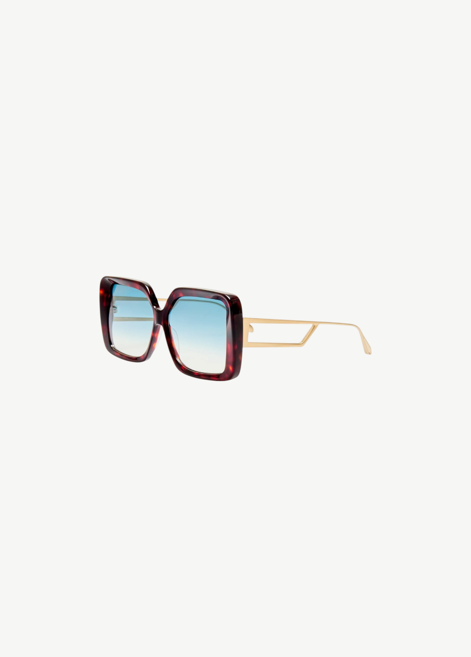 KABE SHOP INC Macy oversized sunglasses with wine acetate rims, gold-plated titanium temples, and blue gradient lenses.
