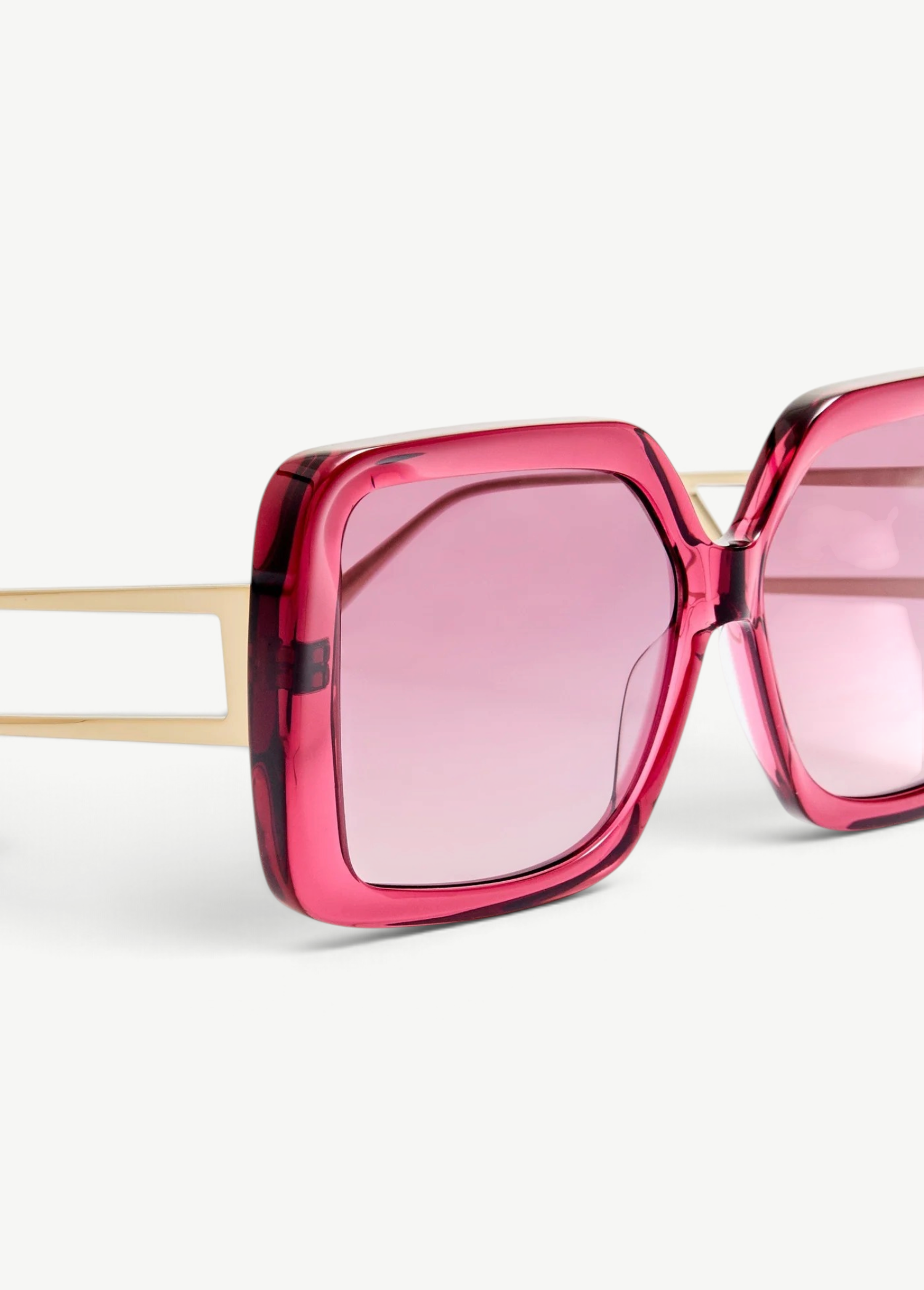 KABE SHOP INC Macy oversized sunglasses with wine acetate rims, gold-plated titanium temples, and mauve gradient lenses