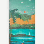 KABE SHOP INC Magdalena Pareo featuring a vibrant landscape print with palm trees, mountains, and a sailboat.