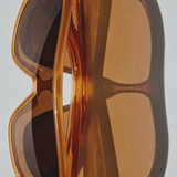 KABE SHOP INC Masco shield sunglasses in caramel acetate with brown lenses and gold logo detail