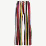 KABE SHOP INC Mateo Pant featuring a relaxed wide-leg fit with a vibrant multi-colored vertical stripe pattern