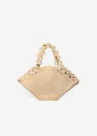 KABE SHOP INC maxi basket bag in natural Toquilla straw with unique decorative woven ring handles.