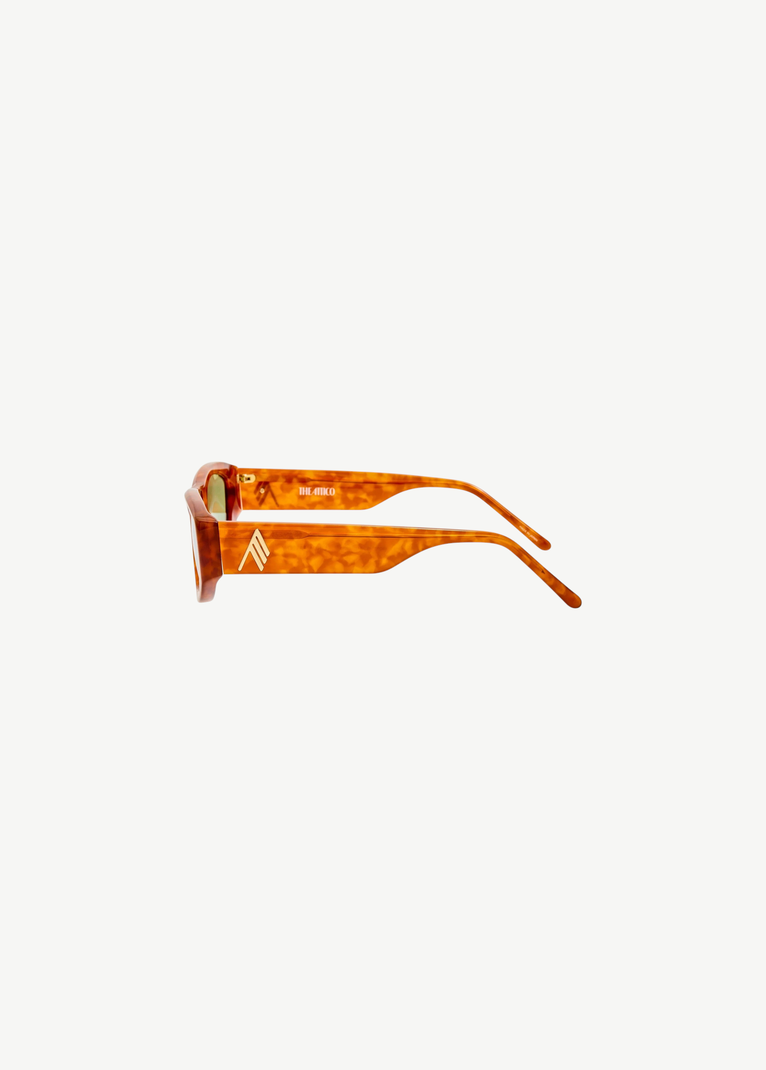 KABE SHOP INC Maya sunglasses with a light brown tortoiseshell acetate frame and gold logo detail, side profile view