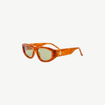 KABE SHOP INC Maya sunglasses with a light brown tortoiseshell acetate frame and tinted lenses, side profile view.