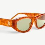 KABE SHOP INC Maya sunglasses with a light brown tortoiseshell acetate frame and tinted lenses with gold logo detail.