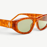 KABE SHOP INC Maya sunglasses with a light brown tortoiseshell acetate frame and tinted lenses with gold logo detail.