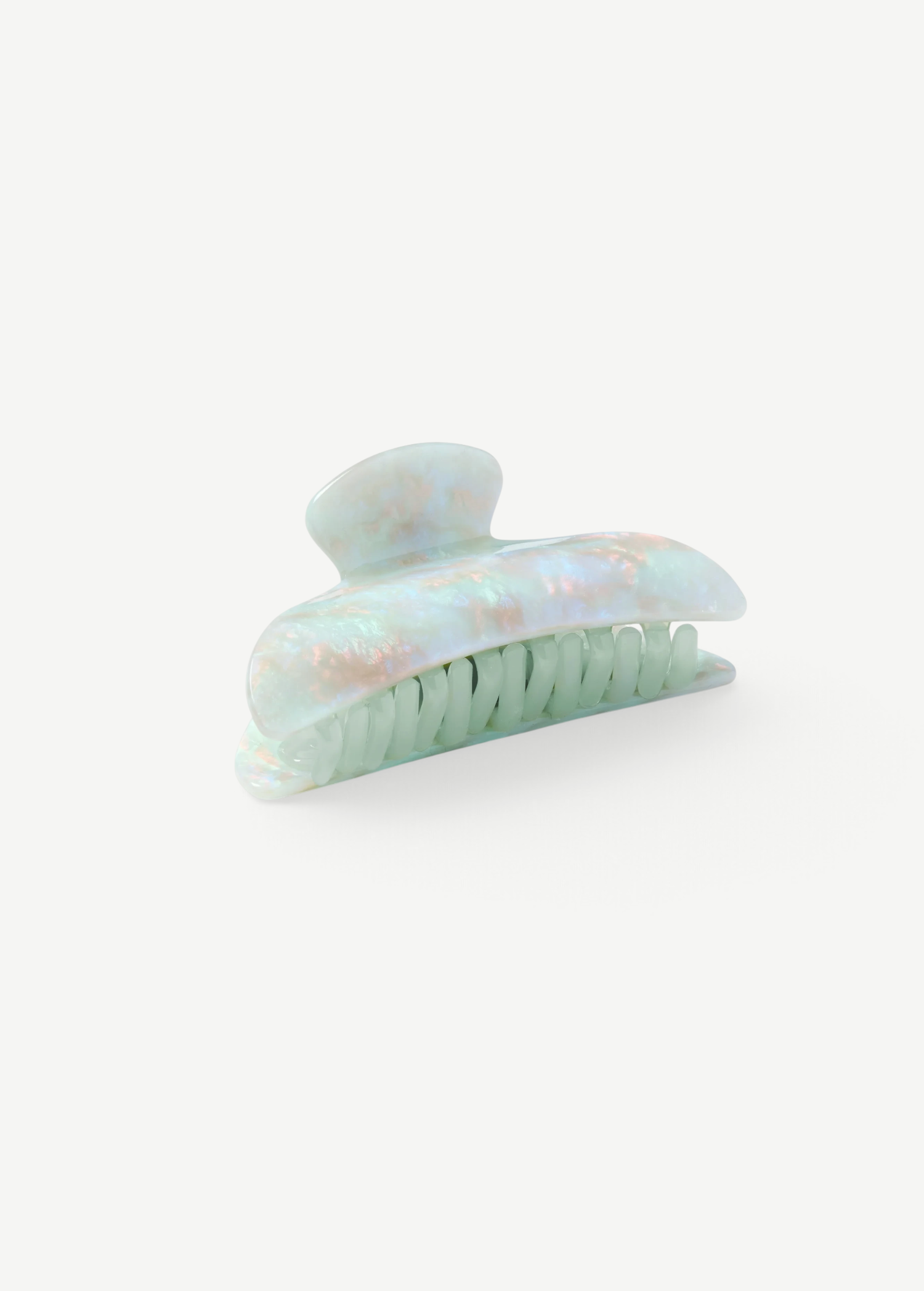 KABE SHOP INC Midi Heirloom Claw in iridescent pale green Italian acetate with a double-walled design.