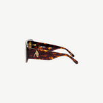 KABE SHOP INC Milano sunglasses featuring a rectangular tortoiseshell frame with gold-tone logo detail side view