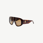 KABE SHOP INC Milano rectangular sunglasses with a tortoiseshell frame, brown lenses, and gold-tone logo detailing.