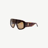 KABE SHOP INC Milano rectangular sunglasses with a tortoiseshell frame, brown lenses, and gold-tone logo detailing.