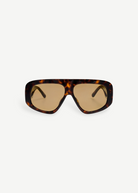 KABE SHOP INC Milano sunglasses featuring a rectangular tortoiseshell frame and brown lenses for a sophisticated look.