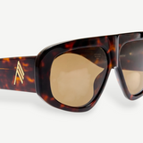 KABE SHOP INC Milano sunglasses featuring a rectangular tortoiseshell frame, brown lenses, and gold-tone logo detail.