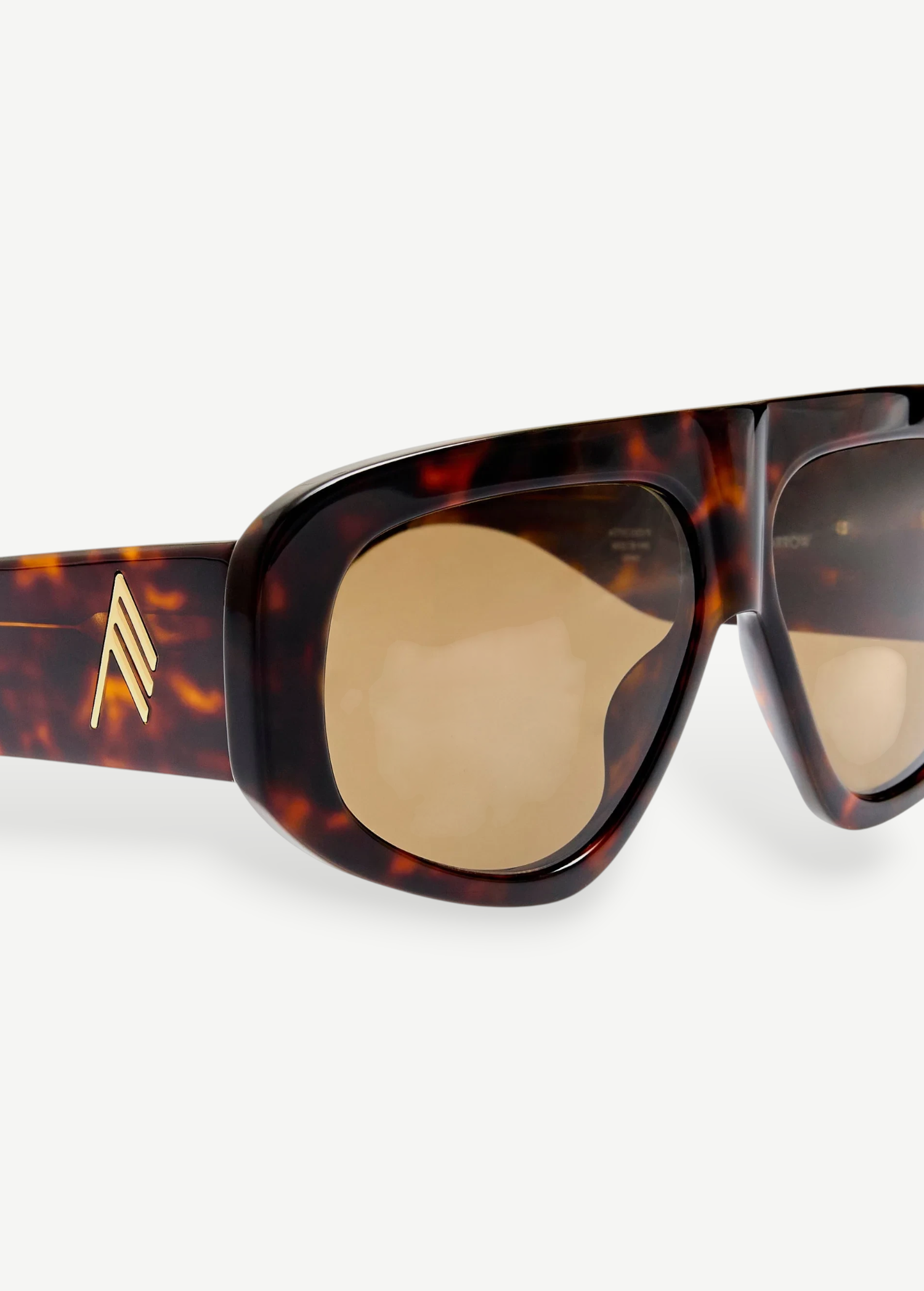 KABE SHOP INC Milano sunglasses featuring a rectangular tortoiseshell frame, brown lenses, and gold-tone logo detail.