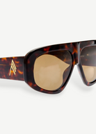 KABE SHOP INC Milano sunglasses featuring a rectangular tortoiseshell frame, brown lenses, and gold-tone logo detail.