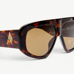 KABE SHOP INC Milano sunglasses featuring a rectangular tortoiseshell frame, brown lenses, and gold-tone logo detail.