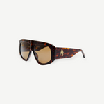KABE SHOP INC Milano sunglasses with a rectangular tortoiseshell frame, brown lenses, and gold-tone logo detailing.