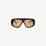 KABE SHOP INC Milano sunglasses with a rectangular tortoiseshell frame and brown lenses on a light grey background.