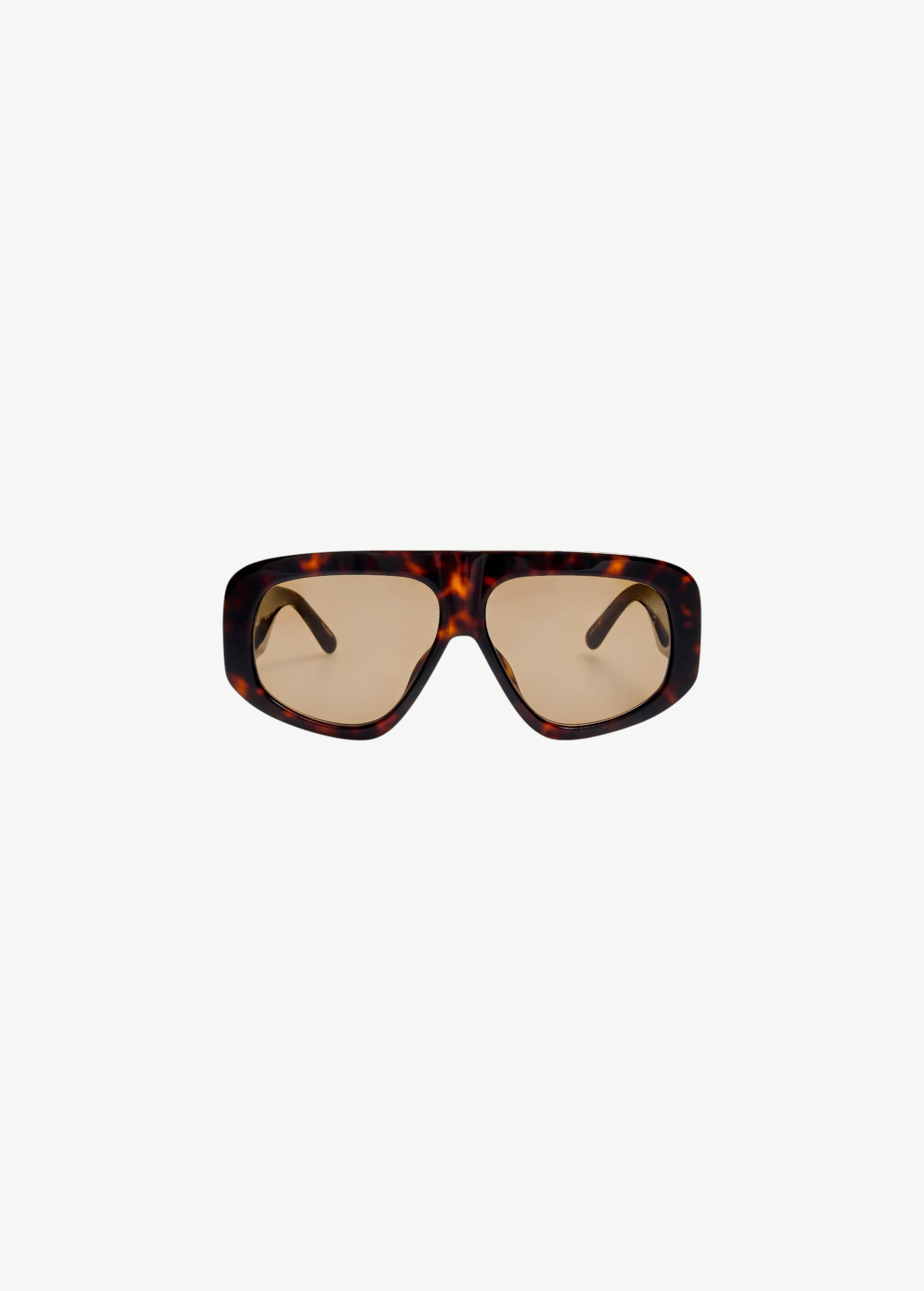 KABE SHOP INC Milano sunglasses with a rectangular tortoiseshell frame and brown lenses on a light grey background.