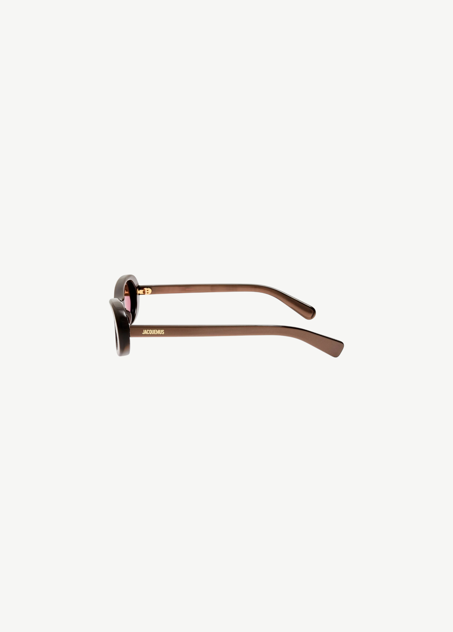 KABE SHOP INC Jacquemus Nuvola sunglasses in metallic brown acetate with oval frames and gold logo detail side view