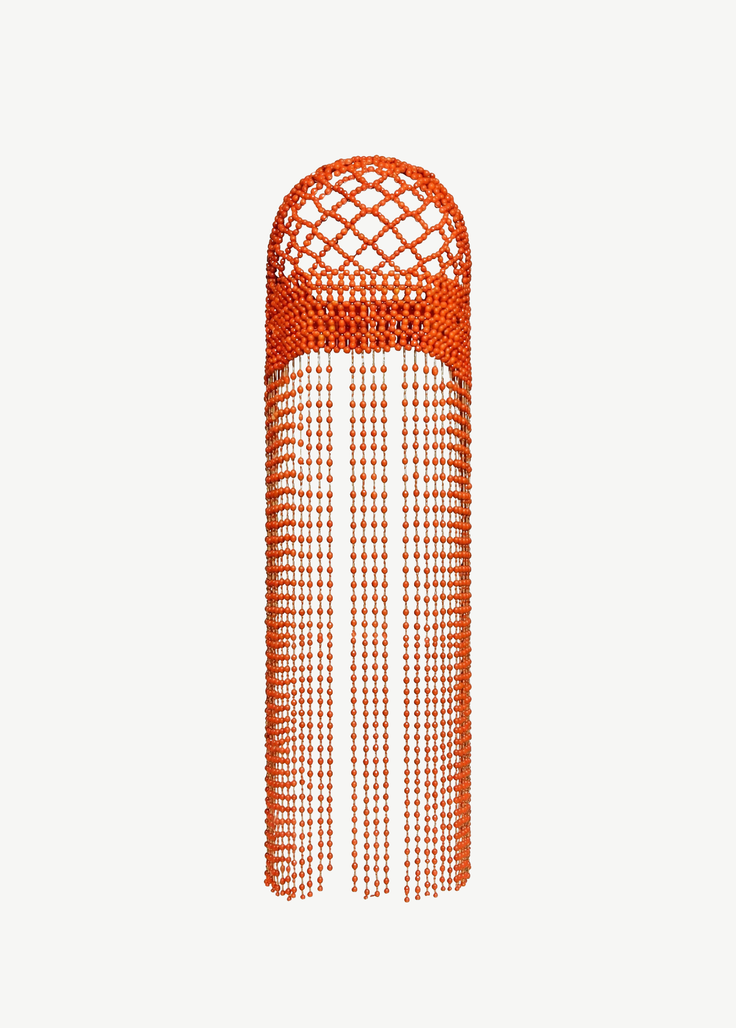 KABE SHOP INC 404 Suite orange beaded headpiece with long dangling fringe strands for a dramatic festival look.