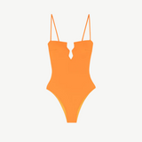 KABE SHOP INC Regatta one piece swimsuit in bright orange with a deep V-neckline and zig-zag detail