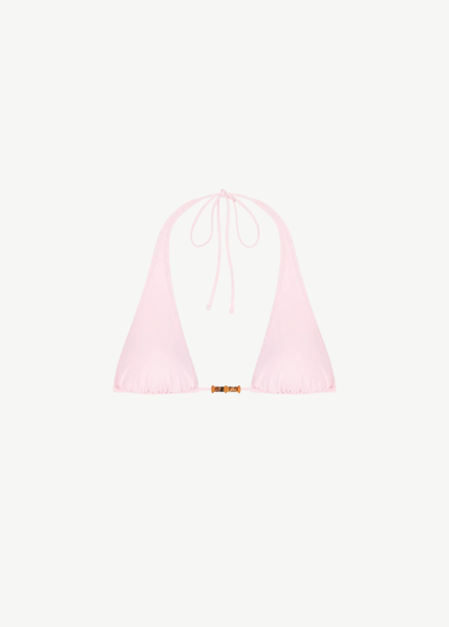 KABE SHOP INC Cleo halterneck bikini top in light pink with 70s-inspired amber bead detail at the center
