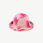 KABE SHOP INC Pora crochet bucket hat in pink and cream tie-dye pattern with a handmade artisanal texture.