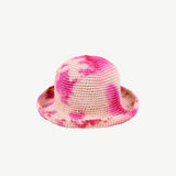 KABE SHOP INC Pora crochet bucket hat in pink and cream tie-dye pattern with a handmade artisanal texture.