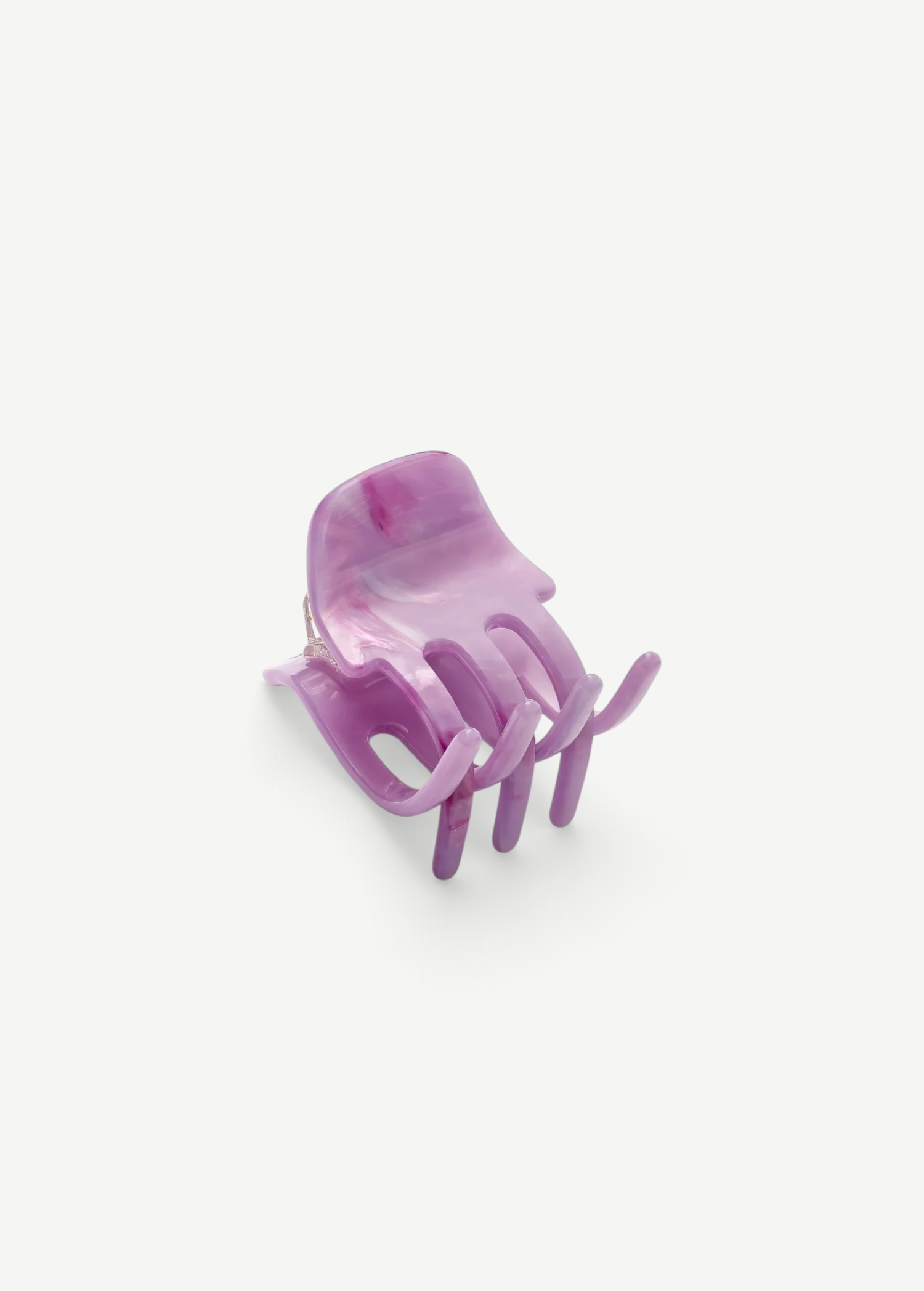 KABE SHOP INC handcrafted mini claw hair clip in a purple marbled Italian bio-acetate finish.