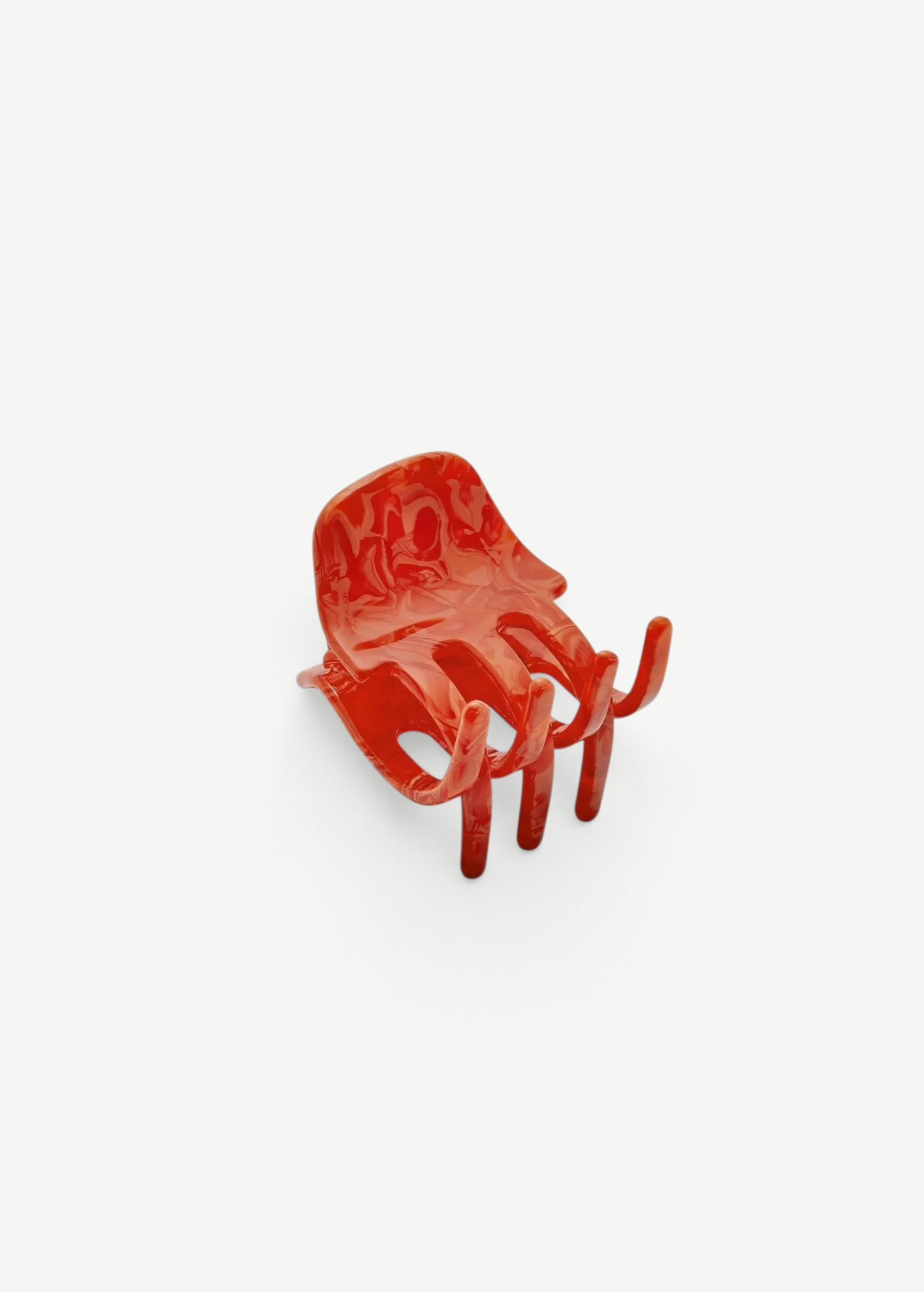 KABE SHOP INC mini hair claw clip in glossy red Italian bio-acetate with a marbled finish