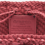 KABE SHOP INC Pompom Double Jump Bag in red woven buffalo calf leather with interior brand stamp detail