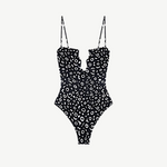 KABE SHOP INC Regatta one piece swimsuit in black and white abstract print with zig-zag neckline detailing.