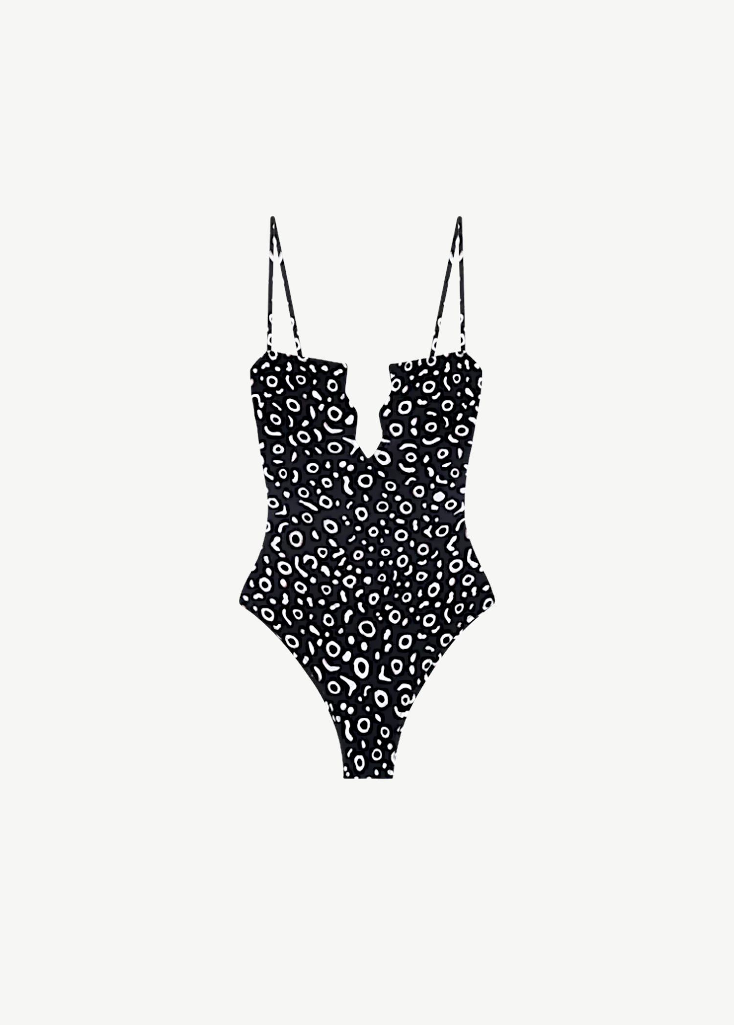 KABE SHOP INC Regatta one piece swimsuit in black and white abstract print with zig-zag neckline detailing.