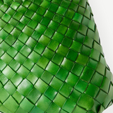 KABE SHOP INC Rosanna Bag in vibrant green handwoven buffalo leather with a detailed square weave pattern