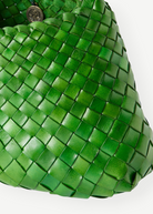 KABE SHOP INC Rosanna Bag in vibrant green handwoven buffalo leather with a detailed square weave pattern