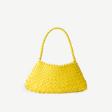 KABE SHOP INC Rosanna Bag in bright yellow handwoven buffalo leather with a sleek shoulder strap silhouette.