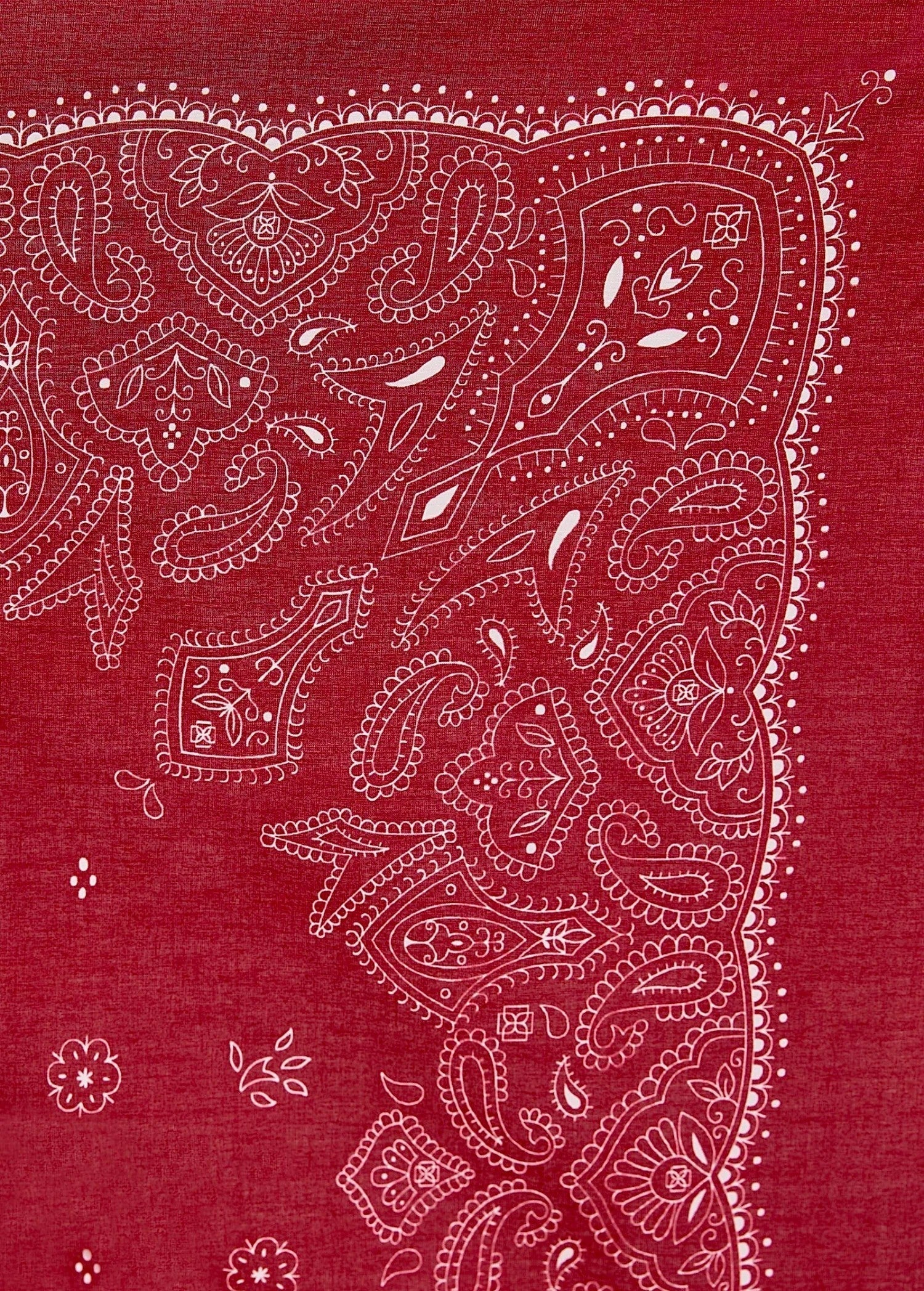 KABE SHOP INC Rylie Skirt featuring a detailed red and white bandana print with intricate paisley patterns.