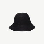 KABE SHOP INC Sandra foldable black straw bucket hat with a classic silhouette for sunny days and travel.