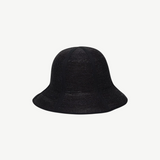 KABE SHOP INC Sandra foldable black straw bucket hat with a classic silhouette for sunny days and travel.