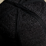 KABE SHOP INC Sandra foldable black straw hat with detailed woven texture and black fabric seam accents