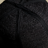 KABE SHOP INC Sandra foldable black straw hat with detailed woven texture and black fabric seam accents