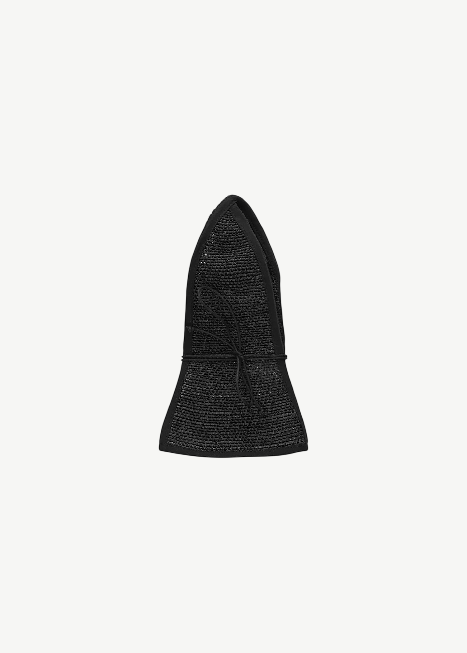 KABE SHOP INC Sandra foldable black straw hat with a tied ribbon detail, shown in a compact travel-ready position.