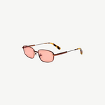 KABE SHOP INC Sera rectangular sunglasses in matte brown stainless steel with rose-tinted lenses and tortoiseshell tips