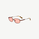 KABE SHOP INC Sera rectangular sunglasses in matte brown stainless steel with rose-tinted lenses and tortoiseshell tips